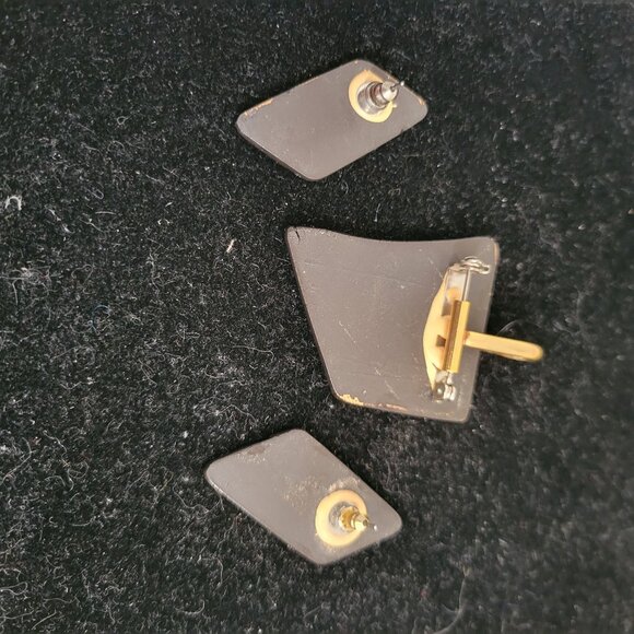 Vintage Enamel on Copper Brooch or pendant with Matching Earrings 1970's - Picture 3 of 3